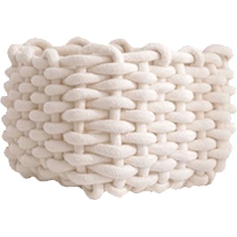 Panier de rangement en corde de coton blanche, organisateur de bureau simple pour clés, portefeuille et cosmétiques