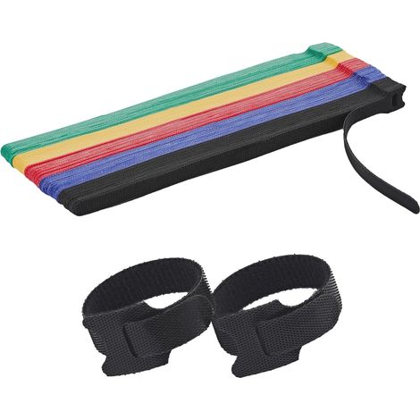 Attaches de câbles multicolores de 30 cm (12 pouces) - Lot de 50 attaches réutilisables avec fermeture auto-agrippante réglable - Gestion des câbles pour la maison, le bureau et les centres de données (1/5)