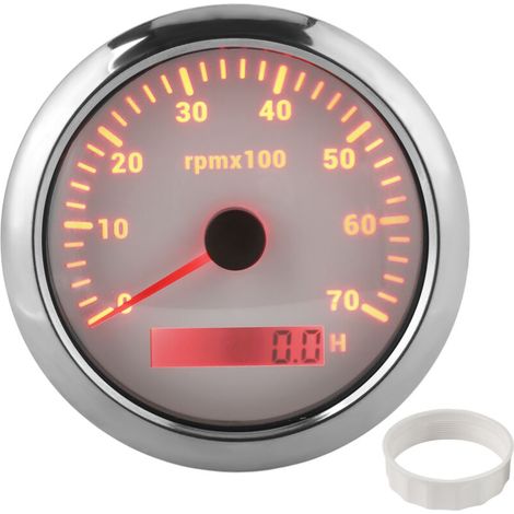 Tachymètre 85 mm 07000 tr/min rétroéclairage 7 couleurs réglable pour moteur de bateau de voiture 932V DCBlanc. (1/5)
