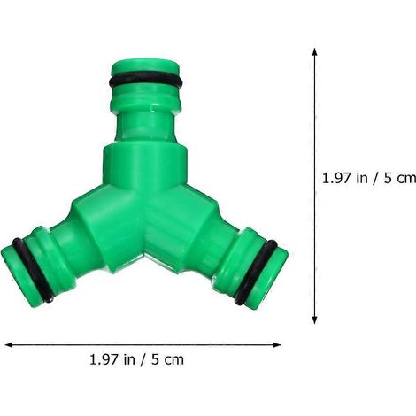 Raccord d'irrigation 5 pièces, conception à trois trous, raccord rapide pour robinet, plastique vert, idéal pour les propriétaires et les jardiniers. (1/5)