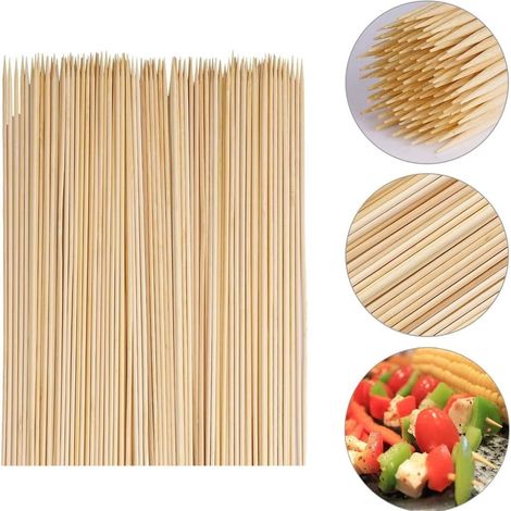 TrAdE Shop Traesio - Set 4 Pz Da 90 Spiedini In Bambù Bastoncini 25cm Stuzzicadenti Lunghi Per Barbecue 634145 - (1/5)