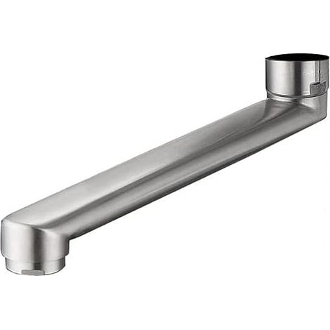 Bec pivotant de 22,5 cm de long - Robinet pivotant pour robinet mural - Longueur totale droite - En acier inoxydable brossé (1/5)