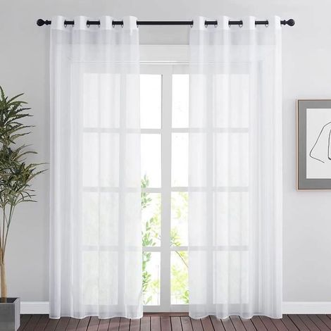 tende trasparenti da 137228 cm - Tenda a doppio pannello in tulle voile con occhielli, drappeggi morbidi e moderni per la decorazione, bianca