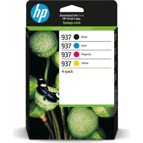 Cartouches d'encre HP 937 authentiques (lot de 4) : noir, cyan, magenta, jaune (1/5)