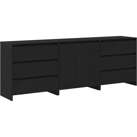 Sideboard 3 pcs Schwarz 70 x 41 x 75 cm Holzwerkstoff