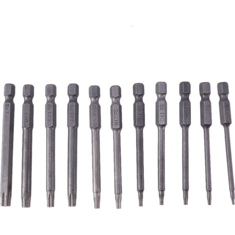11 embouts de tournevis magnétiques en acier S2 de 75 mm, tête hexagonale Torx T6/T7/T8/T9/T10/T15/T20/T25/T27/T30/T40 (1/5)