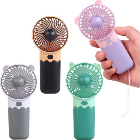Set di 4 mini ventilatori portatili a batteria, ad alta velocità, leggeri, ventilatori personali per rinfrescarsi in viaggio, in spiaggia, in campeggio, per ragazze, ragazzi, donne e uomini