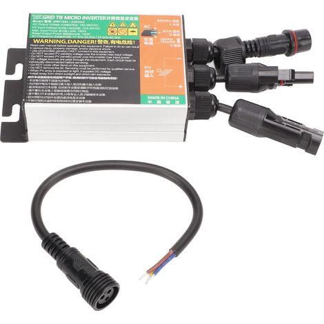 Onduleur solaire micro-injection 180W 230V, onde sinusoïdale pure, entrée DC 10,8V-30V, sortie AC 180V-280V, raccordement réseau. (1/5)