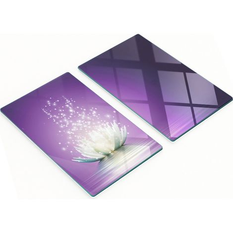 Tablas decorativas de cristal para servir con dise帽o de flor de loto, 2x30x52 cm.