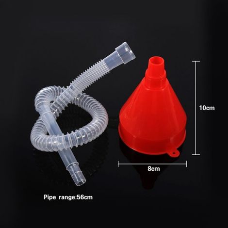 Entonnoir En Plastique - Diamètre 8 Cm Hauteur 10 Cm Avec Tuyau Souple 56 Cm - Pour Transfert Liquides Essence Eau Pétrole - 1 Pièce (1/5)