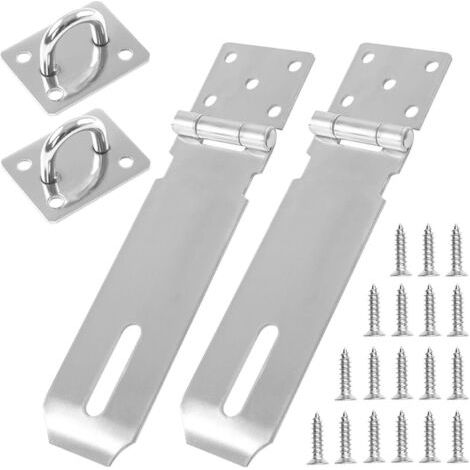 Sangles et agrafes pour cadenas, ensemble de 2 cadenas en acier inoxydable avec boucles de verrouillage et 9 vis, convenant aux portes intérieures et extérieures, armoires, abris de jardin, tiroirs ex (1/5)