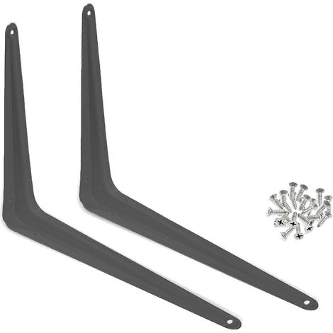 4 équerres d'angle métalliques pour étagère murale, 25,4 x 30,5 cm, grises, capacité de charge de 16 kg (1/5)
