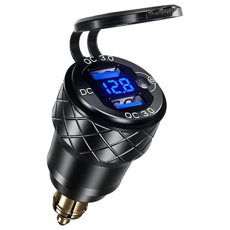 BIKETEC PRO PRESA DIN PER MOTO 2X USB-A 3.0 CON VOLTMETRO BMW / TRIUMPH (EL) (1/5)