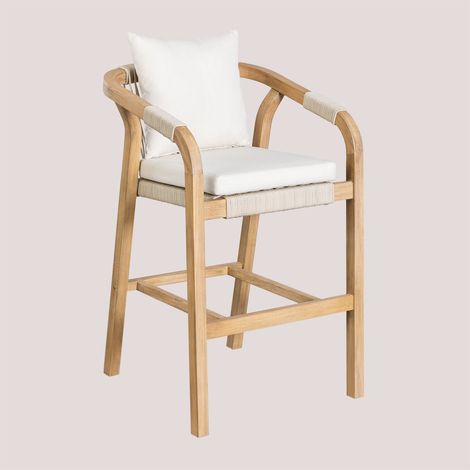 Sgabello alto 75 cm da giardino in legno di acacia Dubai SKLUM            