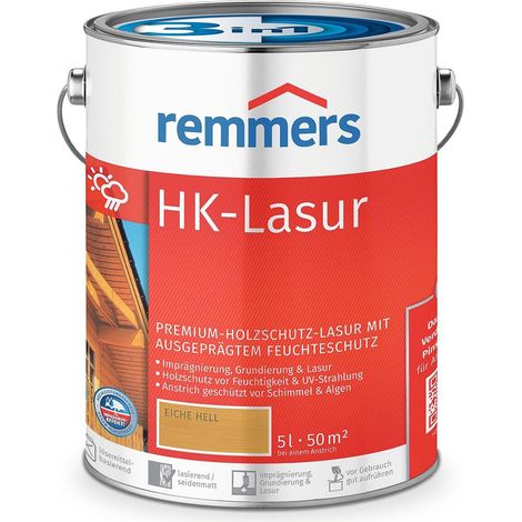 Remmers HK-Lasur 3in1 eiche hell, 5 Liter, Holzlasur aussen, 3facher Holzschutz mit Imprägnierung + Grundierung + Lasur, Feuchtigkeit- und UV-Schutz (1/5)