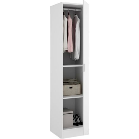 Garde-robe 1 porte\ Cusna, cintre pour chambre à coucher, armoire multifonctionnelle, 41x52h184 cm, blanc (1/5)
