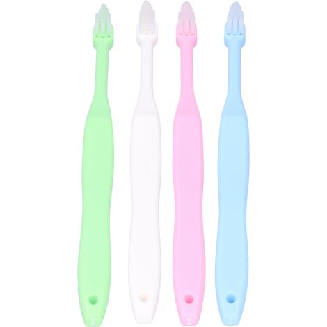 Lot de 4 brosses de nettoyage portables pour appareils orthodontiques, idéales pour les voyages et les soins buccaux des enfants. (1/5)