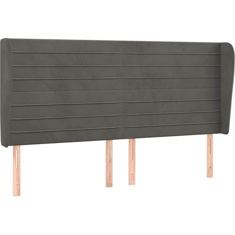 Maison Exclusive - Tête de lit avec oreilles Gris foncé 163x23x118/128 cm Velours (1/5)