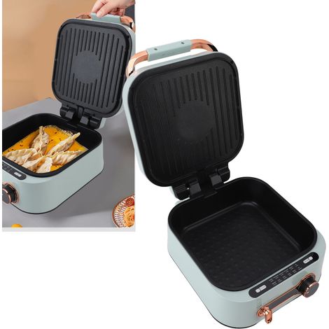 Padella elettrica multifunzione a doppia faccia con temperatura regolabile, antiaderente in ABS, ideale per friggere e cuocere al forno [Verde] 234x320x165mm 3800g 1800W (600W/1200W) (1/4)