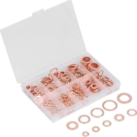 Assortiment de 220 pièces de joints toriques et rondelles en cuivre, avec accessoires de montage