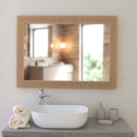 Miroir Rectangulaire Avec Cadre En Mdf Crème Cuivré L.72,5Xh.92,5 Cm (1/5)