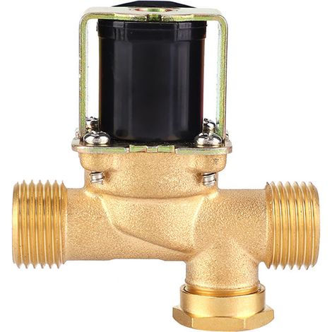 Électrovanne électrique en laiton 1/2 "NC, entrée d'eau normalement fermée (DC12V) (1/5)