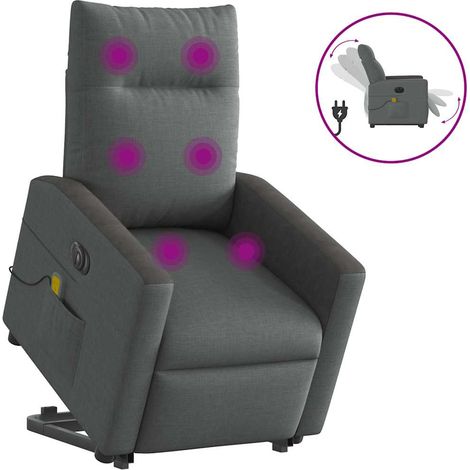 Maison Exclusive - Poltrona Alzapersona Massaggi Elettrica Grigio Scuro Tessuto