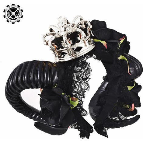 Rosenkranz für Halloween, Widderhorn-Stirnband, Schafshorn-Schleier für Weihnachten, Haarschmuck, Gothic-Kostüm-Accessoire (1/5)