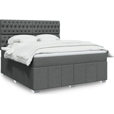 vidaXL Sommier à lattes de lit avec matelas Gris foncé 180x200cm Tissu (1/5)