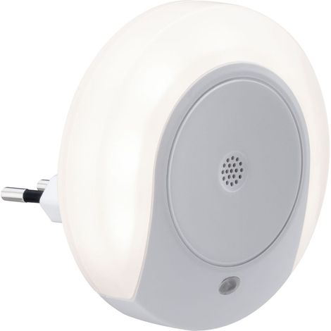 Veilleuse LED Horby sur prise - 0.9W - 3000K - avec détecteur crépusculaire et de bruit - Ronde - Blanche (1/5)