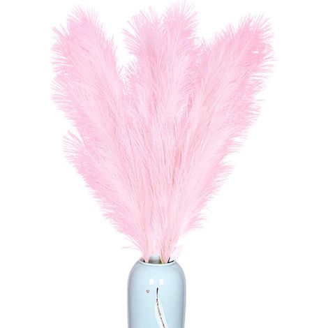Pampasgras-Dekoration – 110 cm hohes künstliches Pampasgras – Pompons und blühende Graszweige – Rosa