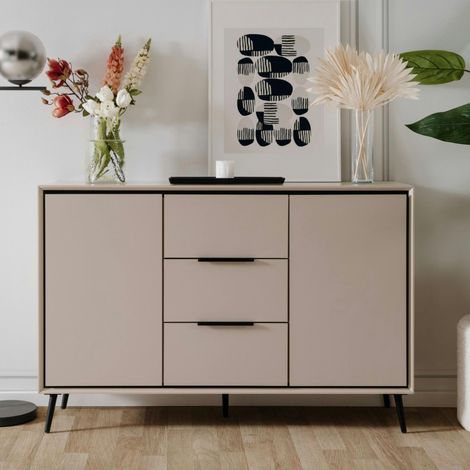 Buffet moderne taupe 2 portes 3 tiroirs AVIO (1/5)