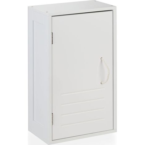 Relaxdays Bathroom Cabinet, Wall Mounted, Adjustable Storage, Shelves, Narrow, Cupboard, HxWxD: 50 x 30 x18.5cm, White (1/5)