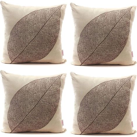 4 pièces Vintage arbre feuille veine automne Durable lin housse de coussin jeter oreiller café décor à la maison cadeau 18x18 ''45x45 cm (1/5)