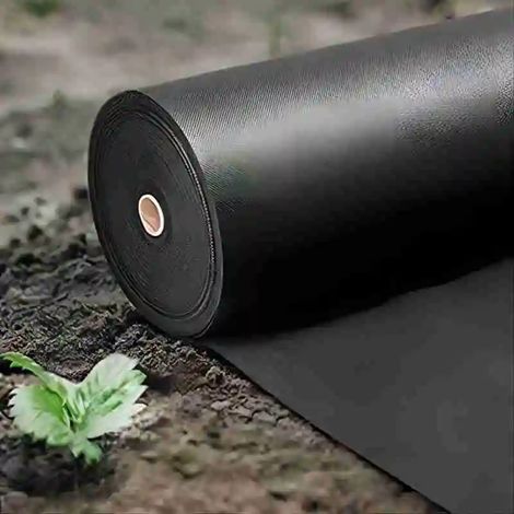Toile de paillage noire (80 cm x 1000 cm) pour jardin, allée, potager surélevé, en polypropylène, pour fleurs et légumes. (1/3)