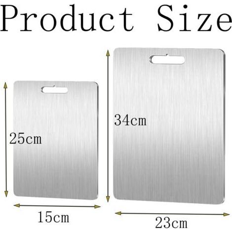 LaBlanc - 2 Pièces Planche à Découper en Inox, Planche a Decouper des deux côtés, Planches À Découper Plateau De Service Pour Viande, Fruits,Et Légumes(34 23cm+25 15cm)