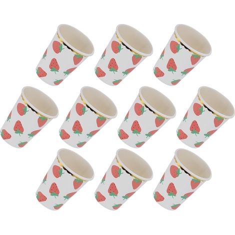 10 Assiettes Jetables à Motif Fraise pour Anniversaire, Pique-nique, Fêtes d'Été (1/5)
