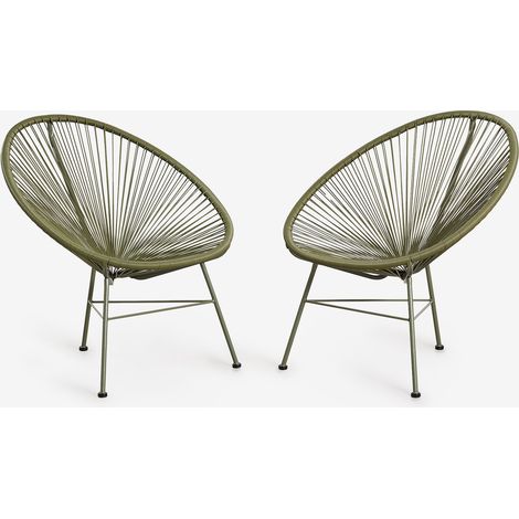 Pack de 2 sillones en acero y mimbre sintético New Acapulco SKLUM
