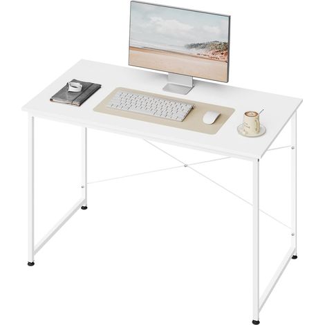 WOLTU Mesa de Estudio Escritorio para Computadora, Estación de Trabajo de Oficina Moderna, Mesa de Comedor para el Hogar y la Oficina, 120x60 cm, Blanco (1/5)