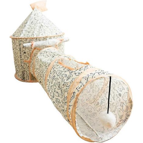 Tube tunnel pliable avec trous de guet pour chat, jeu interactif, cachette et tente pour animaux de compagnie. (1/4)