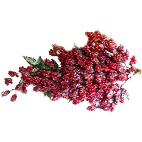 Decorazione natalizia per porta ramo 65 cm - colore rosso frosted - addobbo natale