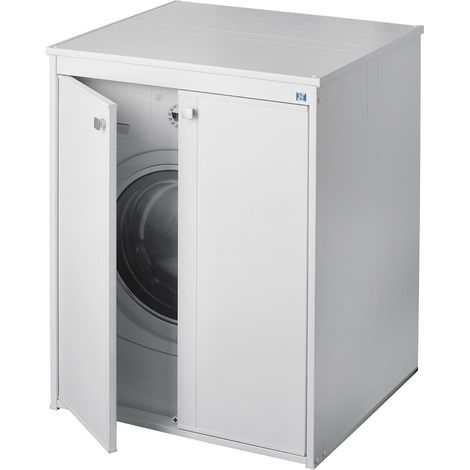Negrari 5012P Mobile coprilavatrice in resina per esterni, Piedini regolabili, Bianco, 60 x 70 x 94 cm (1/2)