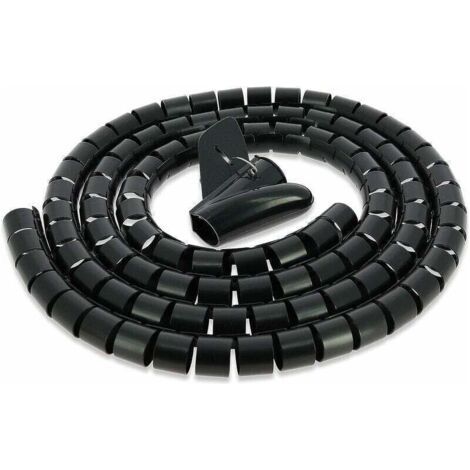 Gaine de protection spiralée pour câbles électriques 22 mm x 10 m – Gestion de câbles haute qualité – Goulotte, gaine tressée, protection de câbles, gaine tressée électrique, presse-étoupe pour bureau (1/4)