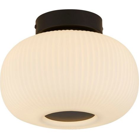 Suchscheinwerfer Lumina 1 Light Ceiling Flush mit mattiertem Rippenglas