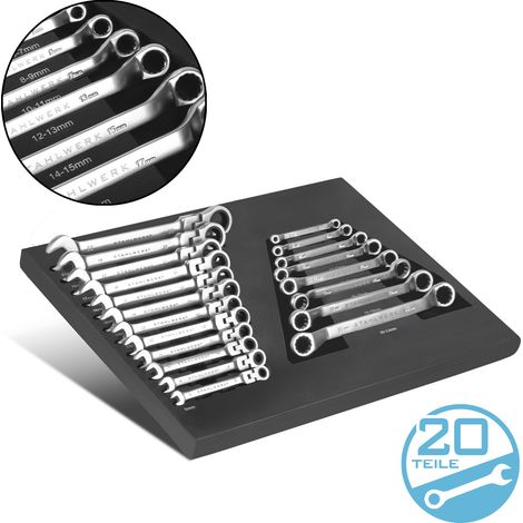 STAHLWERK Inserto per utensili Set di chiavi da 20 pezzi con inserto in schiuma morbida
