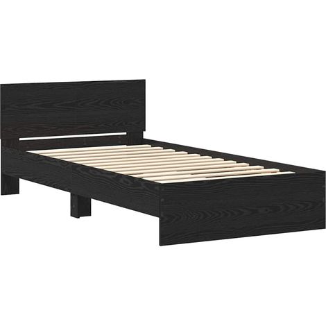 Estructura de cama con cabecera Roble Negro 203 x 185 x 70 cm (1/5)