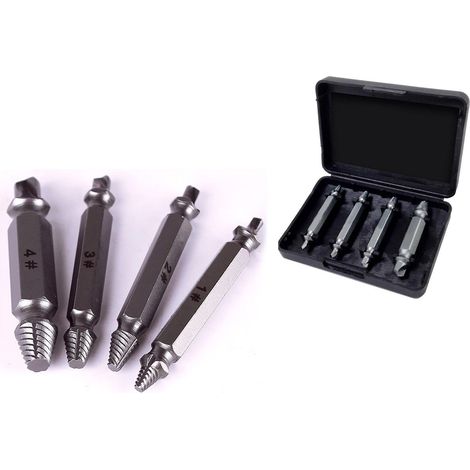 Kit 4 estrattori in acciaio da Trapano Avvitatore per viti bulloni danneggiati (1/5)