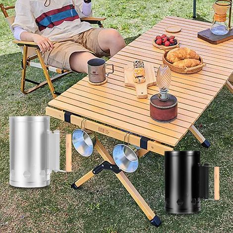 Allume-charbon en acier inoxydable pour barbecue et cheminée, allumage rapide (1/5)