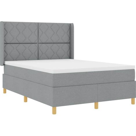 Maison Exclusive - Letto a molle con testiera Grigio chiaro 160 x 200 cm Tessuto (1/5)