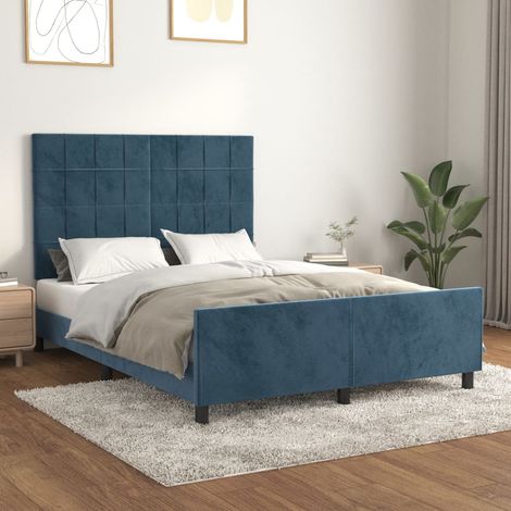 Cadre de lit sans matelas-Structure de lit bleu foncé 140x190 cm velours 824862 (1/5)